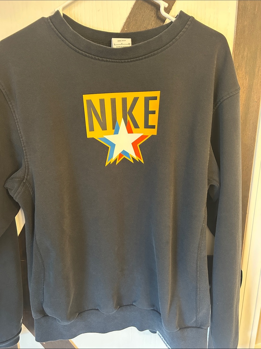 Nike Charcoal Gray Crewneck Sweatshirt with Yellow & Multi-Star Logo